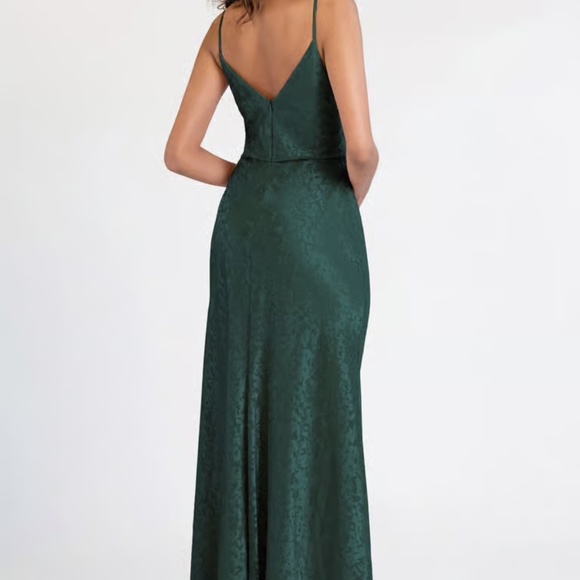 Jenny Yoo Collection Dahlia Gemma Satin Dress Size 4 Emerald Green Maxi - Picture 12 of 12
